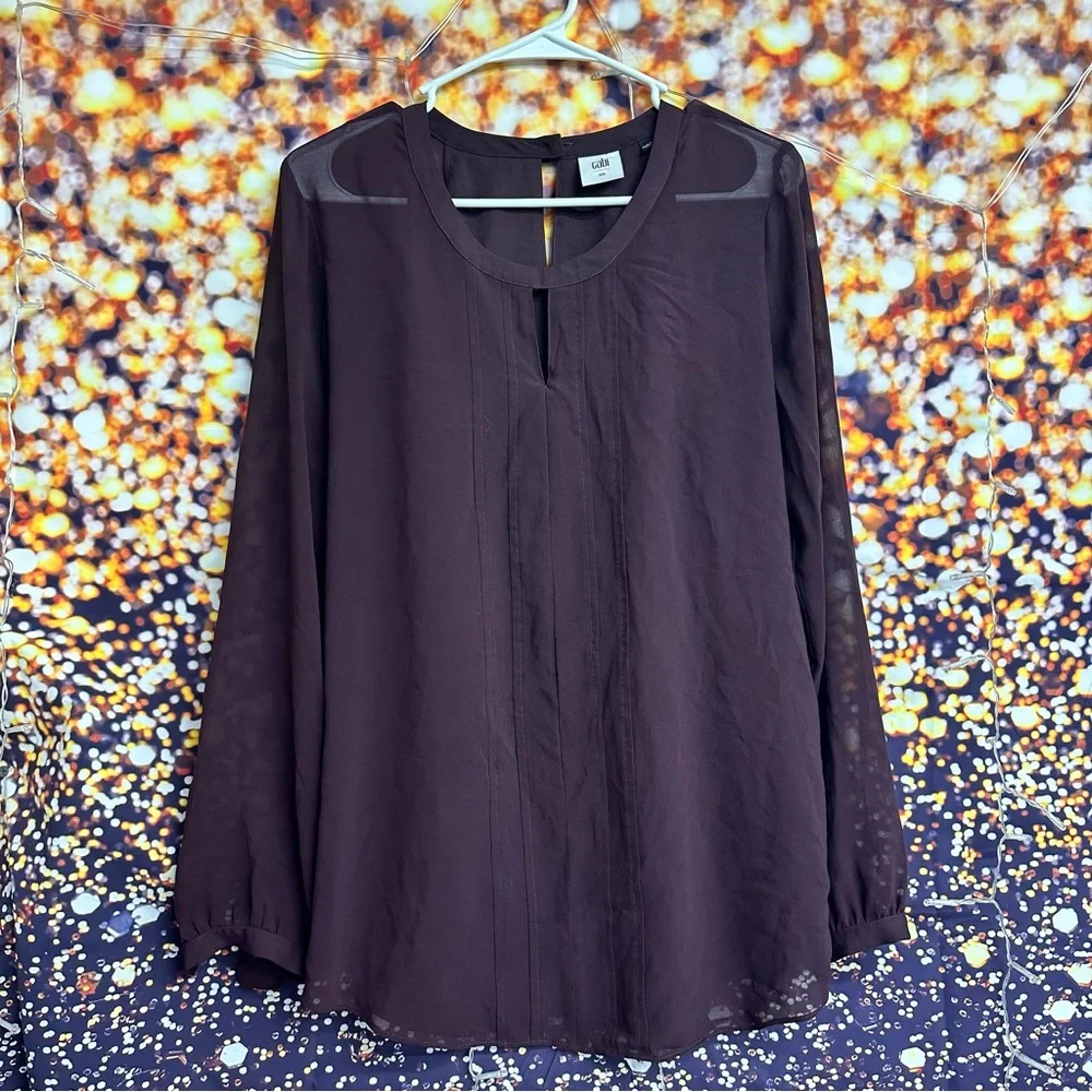 Cabi Layered Maroon Long Sleeve Blouse size Small - Picture 2 of 2